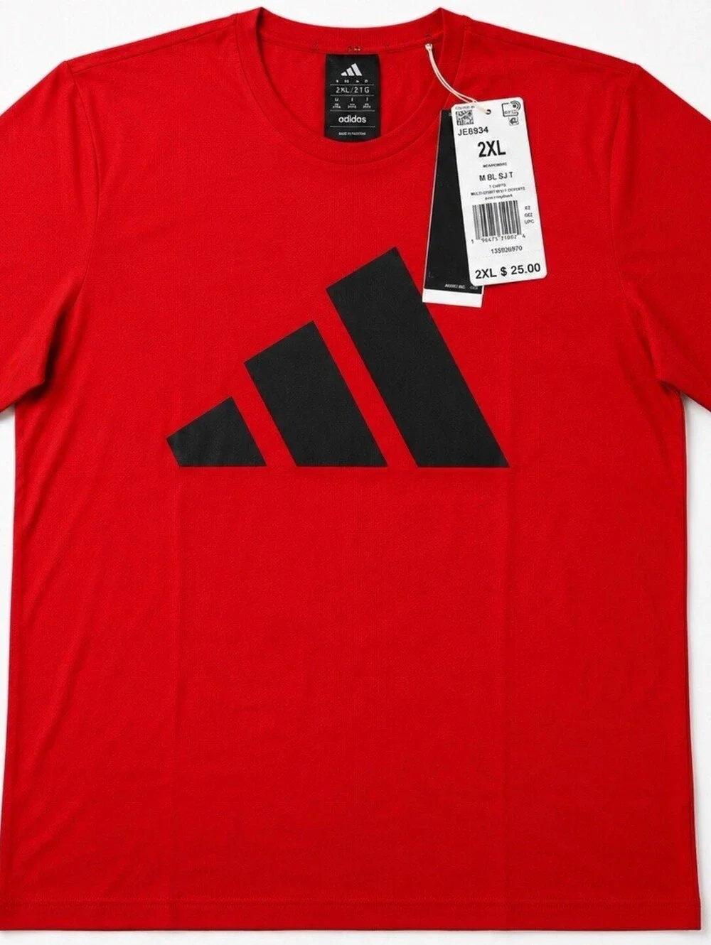 Adidas Big Logo Graphic T-Shirt Men’s 2XL Red Black Short Sleeve NWT Active